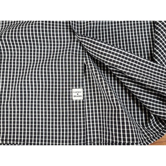 Men's Lucky Brand Stretch Regular Fit Black & White Plaid Shirt Size XXL - Picture 11 of 11